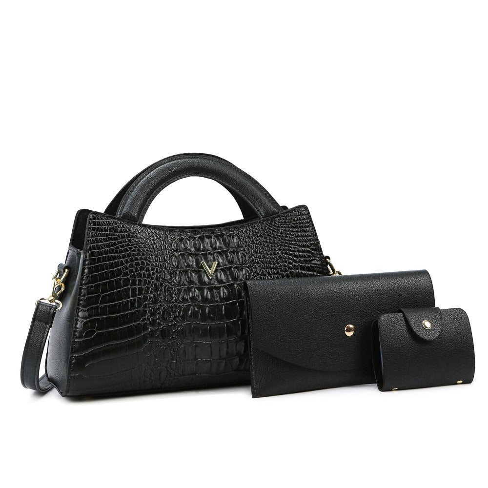 Leather Crocodile Pattern Handbag