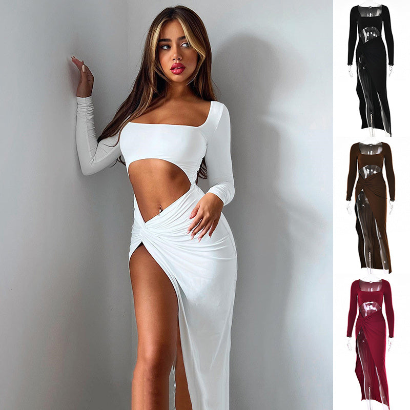 Tight Long Sleeve Dress with Cut Out