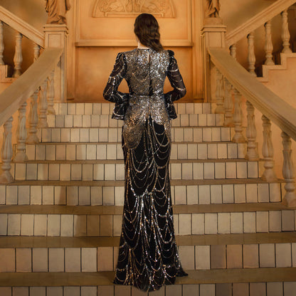 Black Sequined Diamond Gown