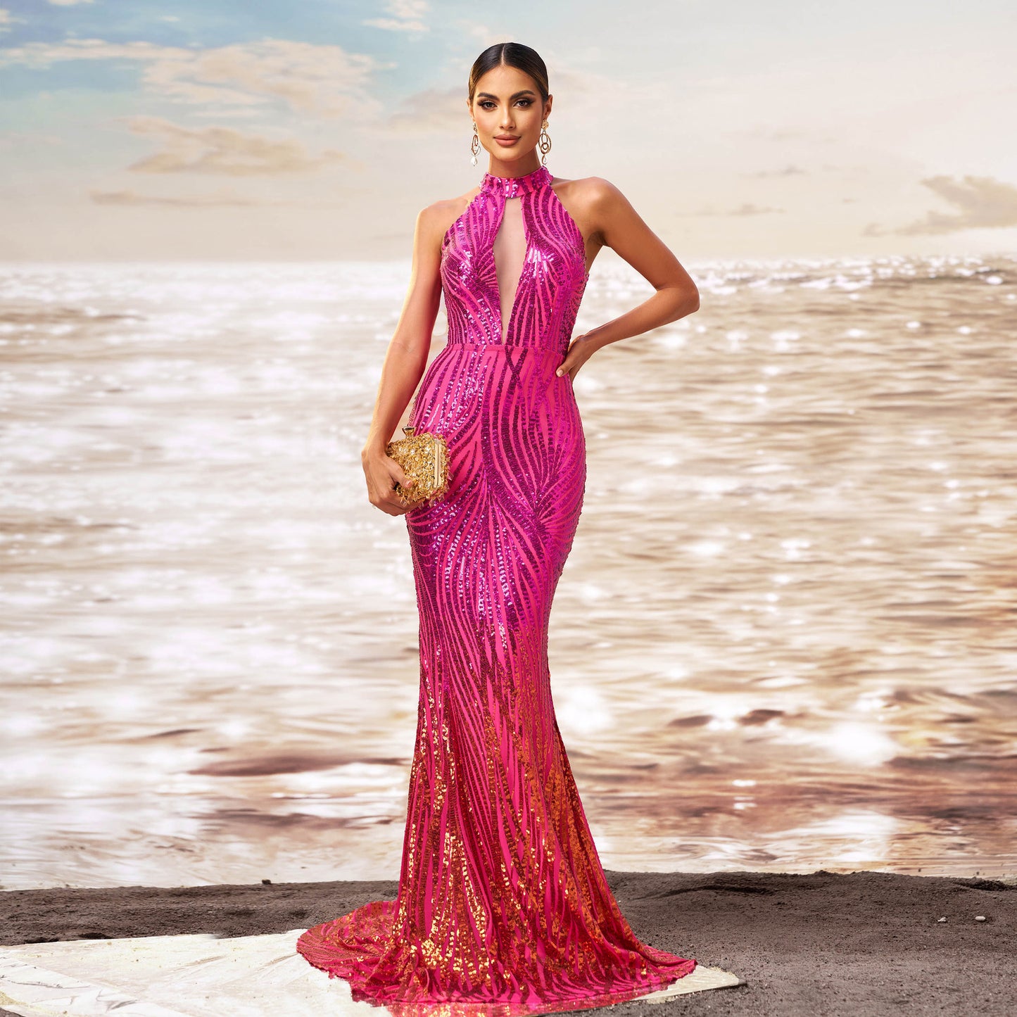 Sequined Banquet Princess Fishtail Dress