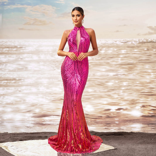 Sequined Banquet Princess Fishtail Dress