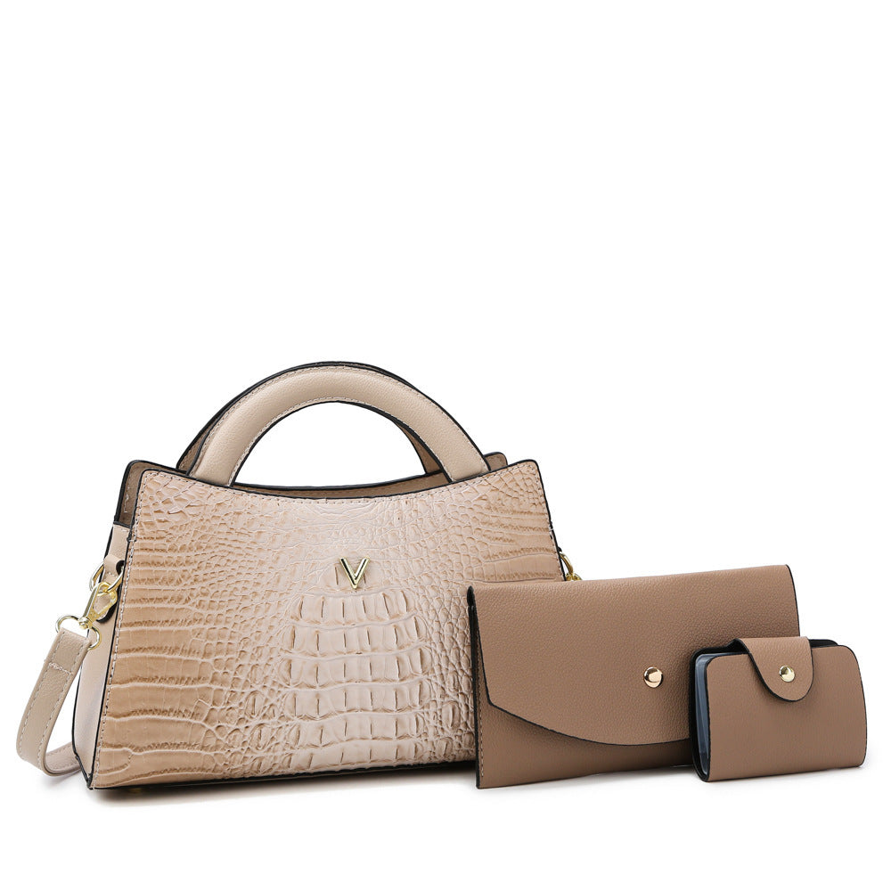 Leather Crocodile Pattern Handbag
