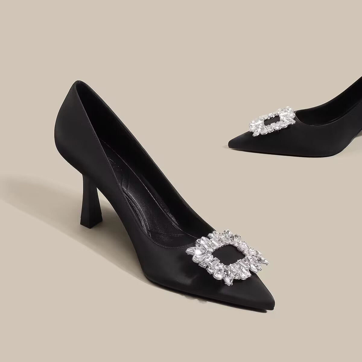 French Pointed Diamond High Heels