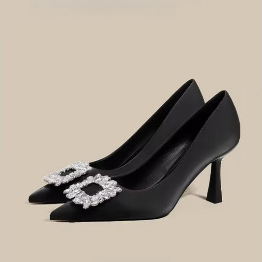 French Pointed Diamond High Heels