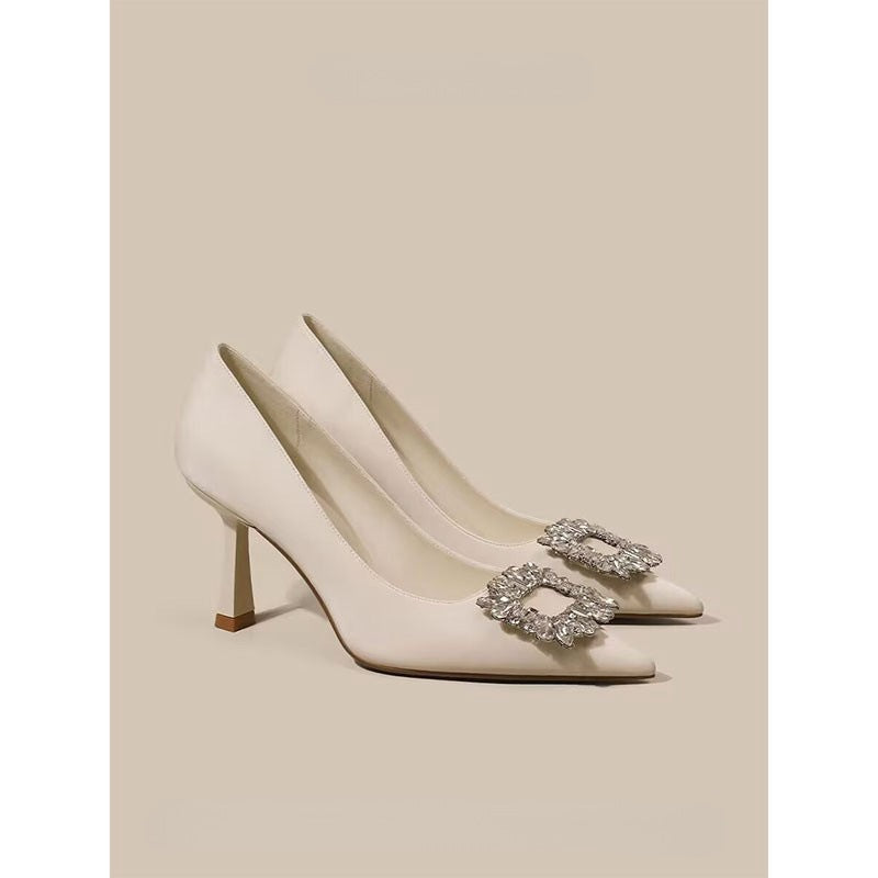 French Pointed Diamond High Heels
