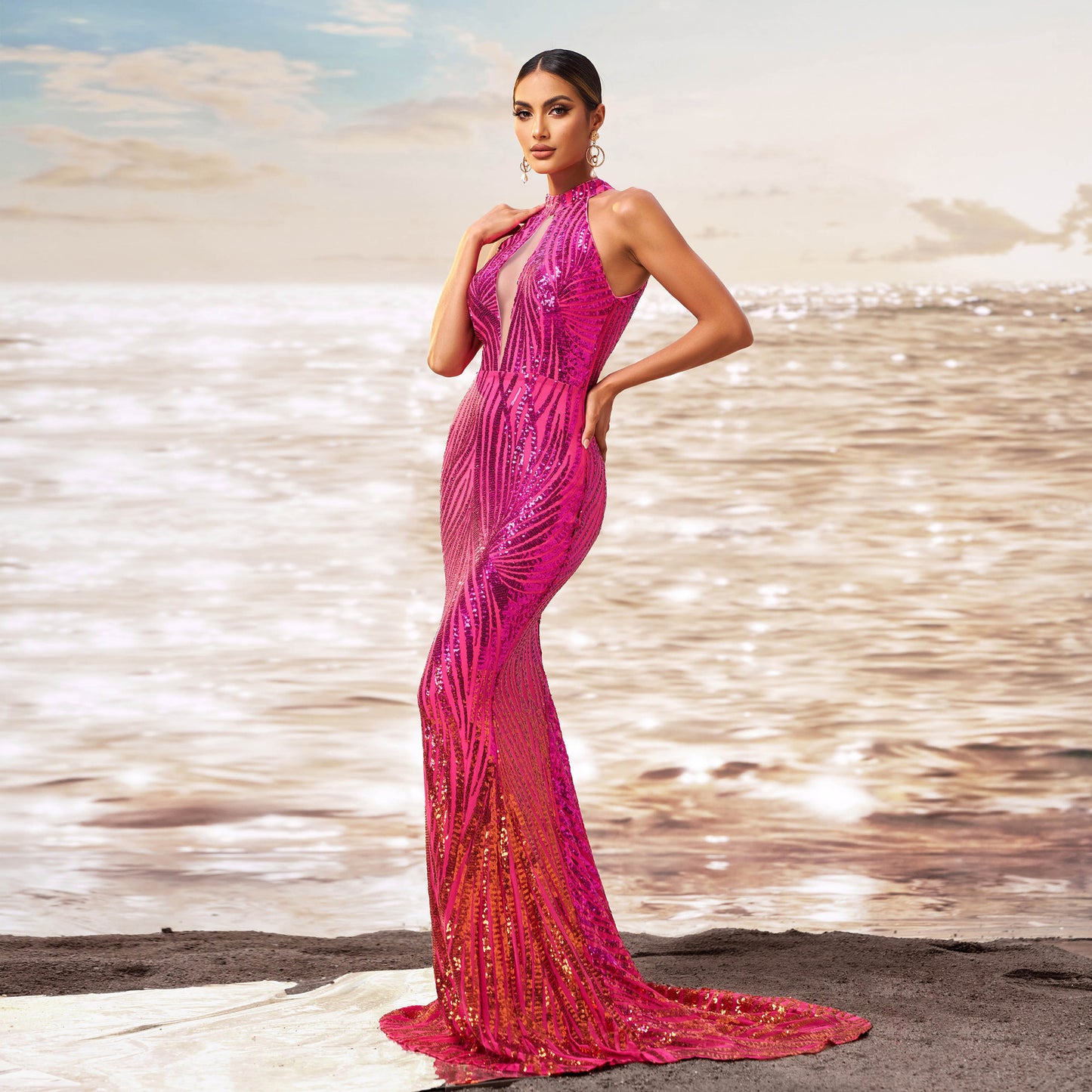 Sequined Banquet Princess Fishtail Dress